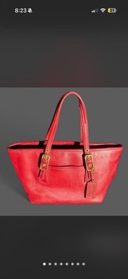 バッグ Vintage Y2K COACH Red Signature Demi Bag Coach Vintage Demi Hampton Shoulder Handbag Red Leather, Y2K Era