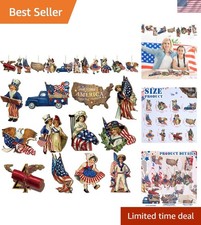 48 Pcs 4th of July Wooden Ornaments - Retro Hanging Decor in Red, White, Blue