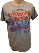 Junior Netflix Stranger Things XL Grey Short Sleeve Tshirt '85 Bicycle Silhoutte