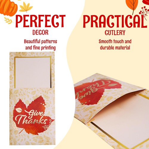 JOYIN 36PCS Thanksgiving Turkey Cutlery Holders, Gold Foil Utensil Holders for A - Picture 4 of 7