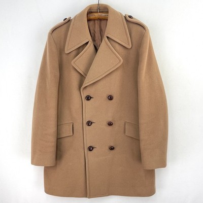 Dunn & Co Wollmantel Herren 40R braun hellbraun zweireihig Übermantel Trench