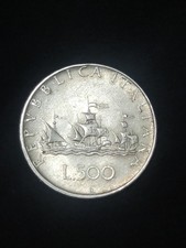 Moneta Argento 500 Lire Caravelle  1959