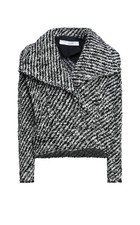 IRO Huddle Black White Button Front Collared Short Jacket Womens 40 NWT