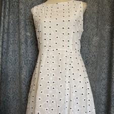 Women’s Apricot 100% Cotton Daisy Embroidered Smart Summer Dress. Size UK 14 / L