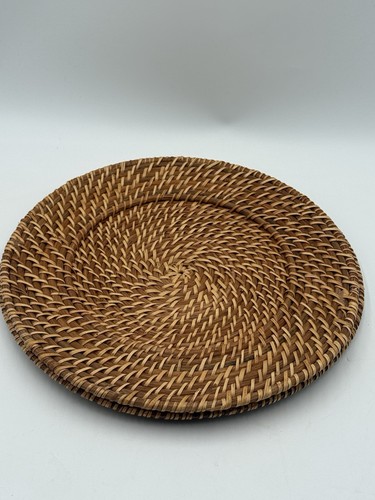 Rattan Charger Placemats Rustic Brown Set of 2 Round Handwoven Farmhouse 12.5”