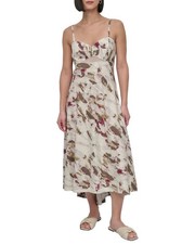 Dkny Printed Linen-Blend Midi Dress Women's
