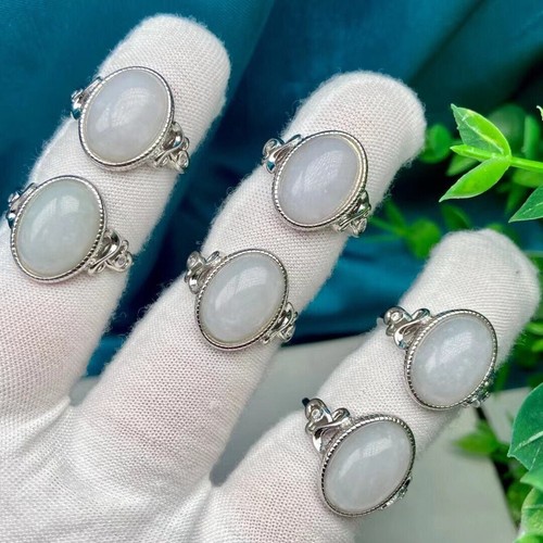 Boho Style Large Size Natural Stone Ring (Oval Jadeite) - Bild 10 von 10