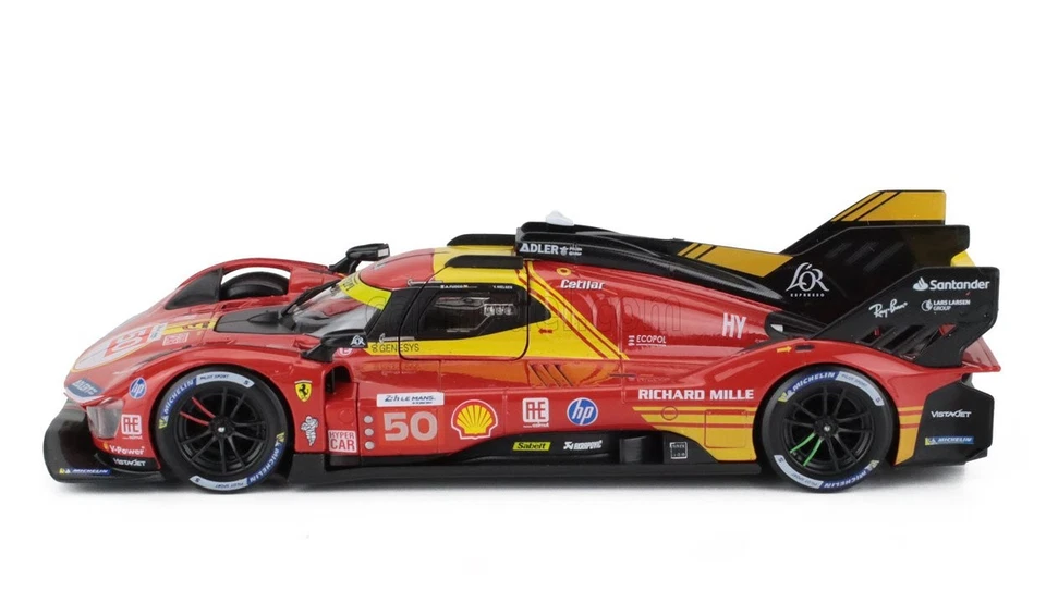 MODELLINO AUTO STATICO BURAGO FERRARI 499P WINNER LE MANS 2024 FUOCO SCALA 1/24 - Immagine 3 di 4