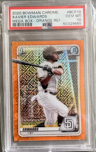 2020 Bowman Chrome Xavier Edwards Mega Box Orange /25 PSA 10 MARLINS LOW POP