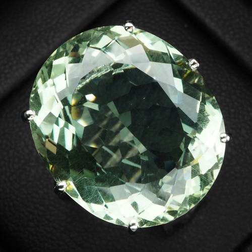 Entrancing Teal Green Tourmaline Oval 18.50Ct 925 Sterling Silver Handmade Rings - Picture 2 of 9