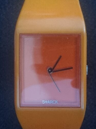 PHILIPPE STARCK WATCH PH5033 WITH ORANGE DIAL & SILICONE STRAP A DESIGN CLASSIC - Picture 2 of 11