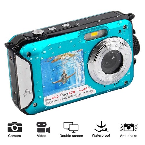 Waterproof 24MP Underwater For Kids Child Gift Camera Dual Screen Camera Gift - Picture 1 of 9