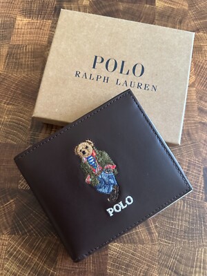 NIB POLO RALPH LAUREN Men's Polo Bear Leather Card Case