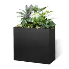 24"x10"x24" Black Steel Planter Box Metal Garden Planter for Outdoor Porch Patio