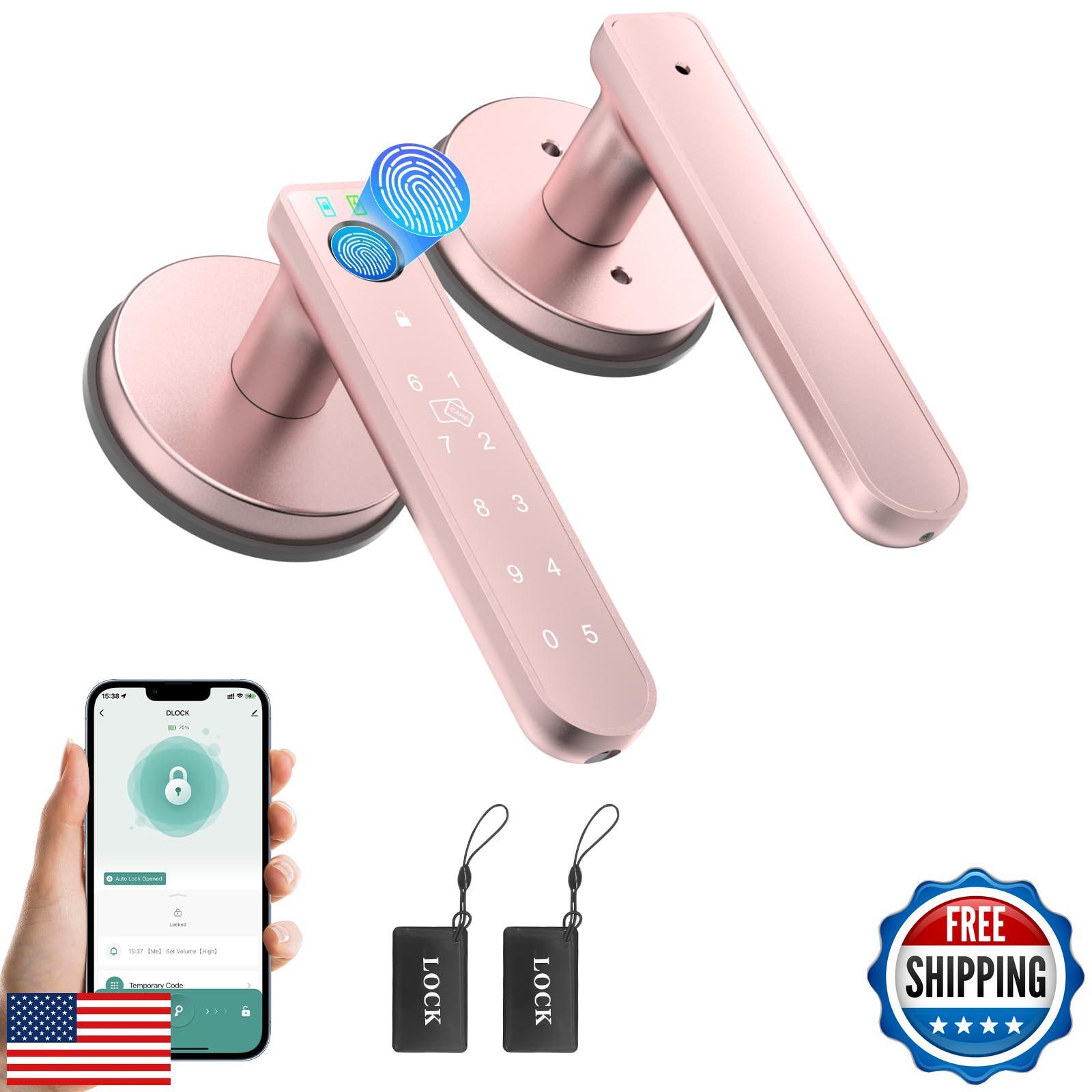 BAFUWEIY 6-in-1 Smart Door Knob Fingerprint Lock with App Control and Key Access