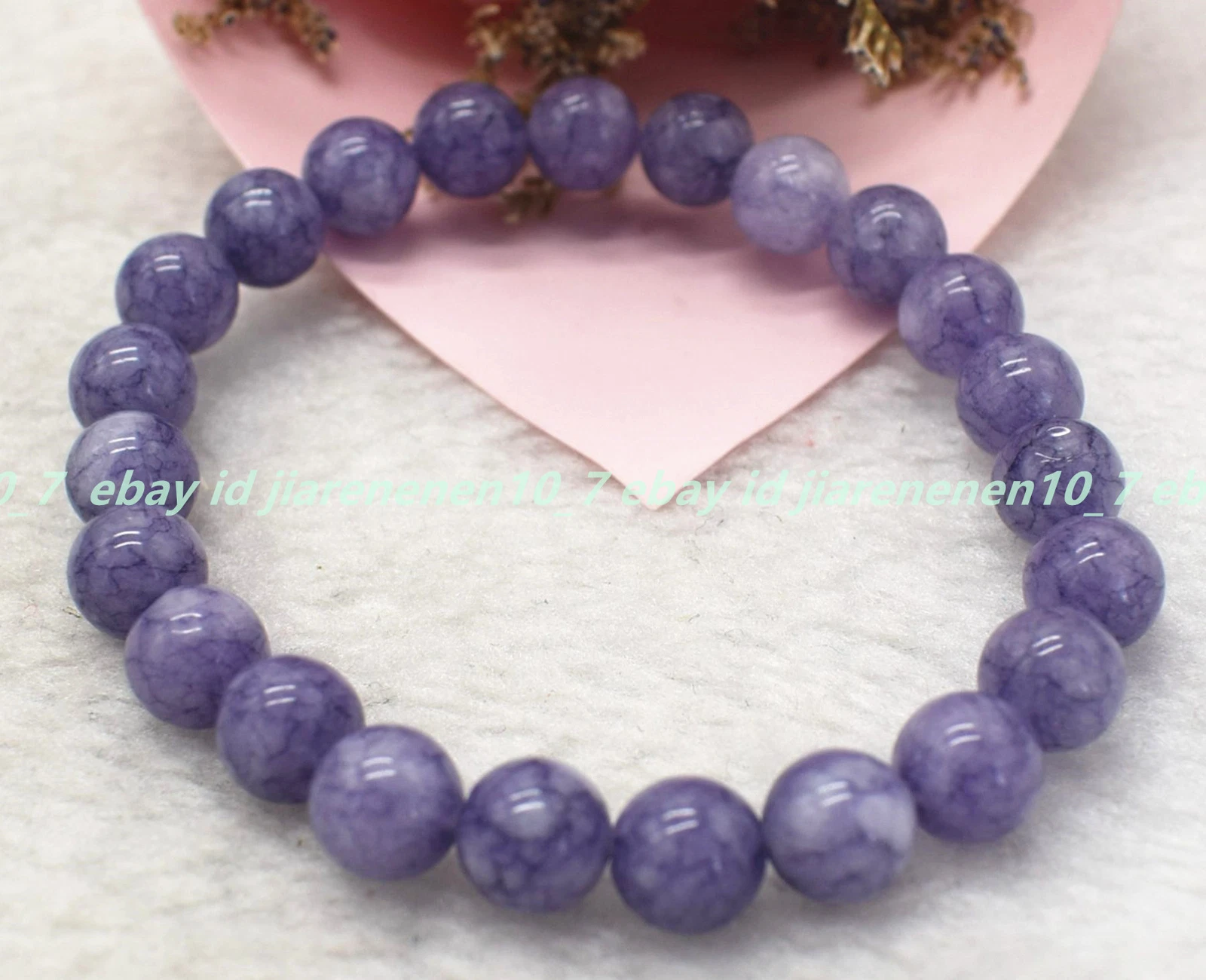 VALENTINO Pretty Natural Bracciale Perline Rotonde Pietra Viola Calcedonio 6 8 10 12 mm 7 5 pollici