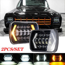 For Dodge D150 D250 D350 Ram 50 H4 Pair 5x7" 7x6" 300W LED Headlights Hi/Lo Beam