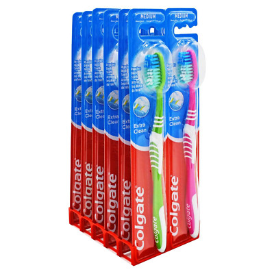 Colgate Extra Clean Medium Zahnbürsten einzeln versiegelt 6er & 12er Pack