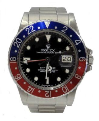 Da Uomo in Acciaio Inox ROLEX GMT MASTER Data Blu Rosso Pepsi Lunetta  Orologio 40MM 16750 | eBay