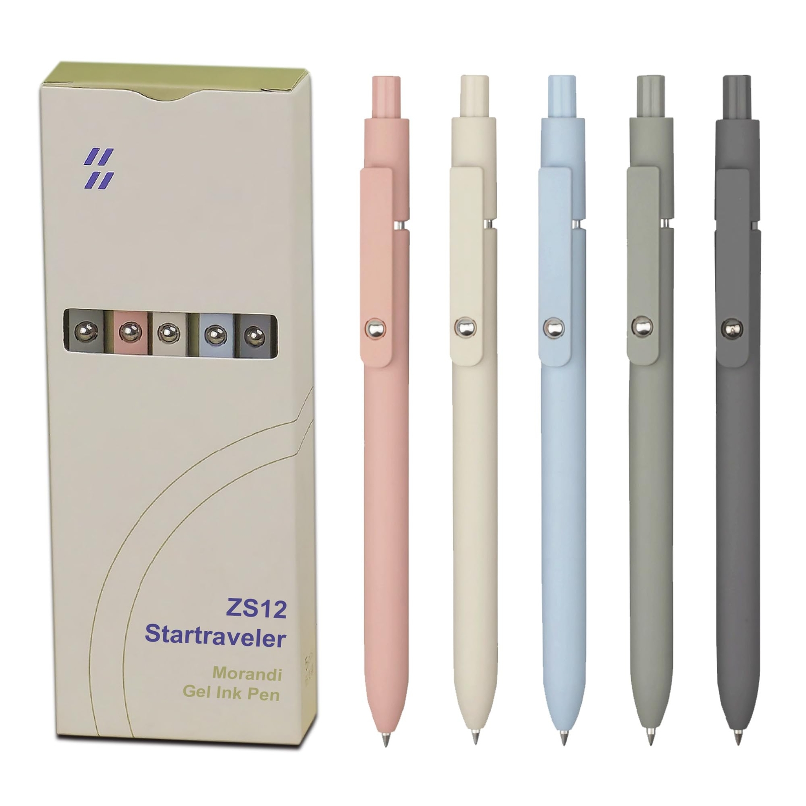 Gel Pens, 5 Pcs School Supplies Aesthetic Gel Pens, 0.5mm Quick Dry Black Ink...-image