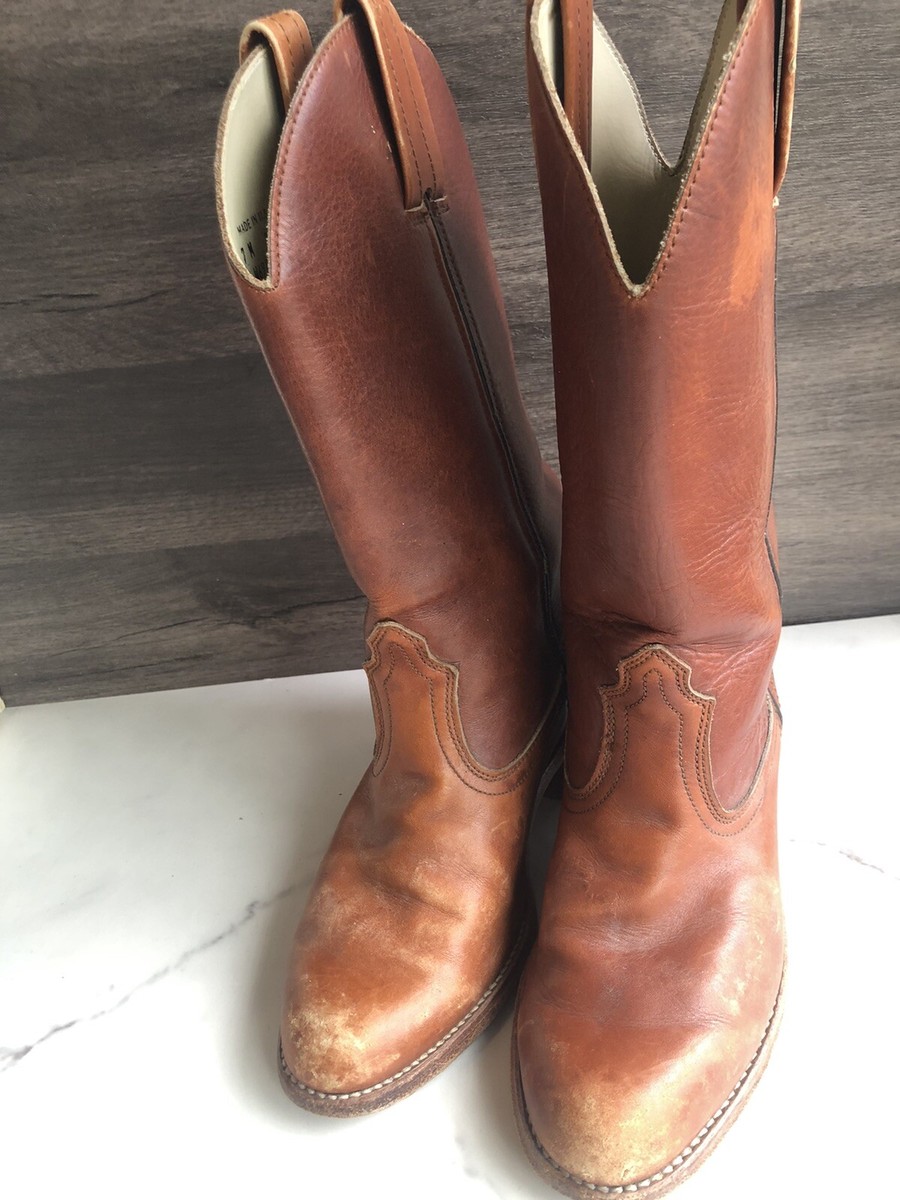 Dexter Brown Leather Western Boots Mens Size 7M Pecos Vintage USA