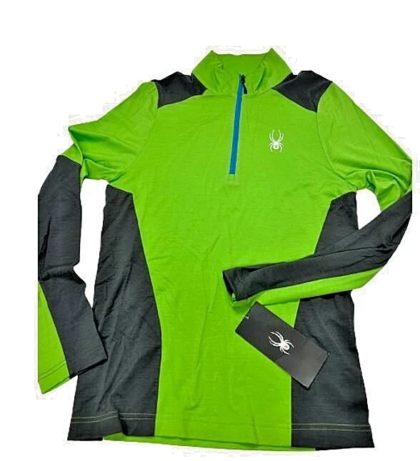 $120 Spyder Huron 1/2 Zip Base Layer Top NWT Size S Merino Wool Blend Green