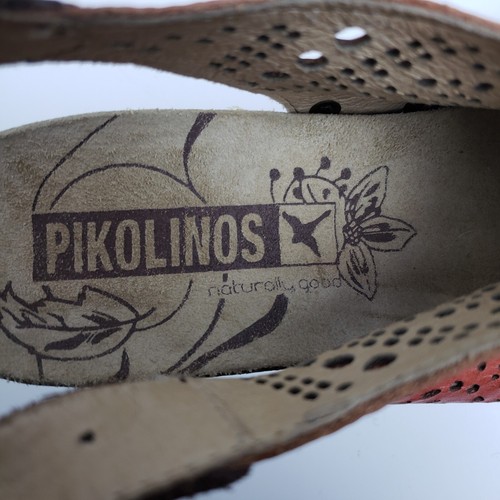 Pikolinos Benissa Wedge Slingback Orange Peep Toe Sandals 39 Women's 8.5 - Picture 5 of 9