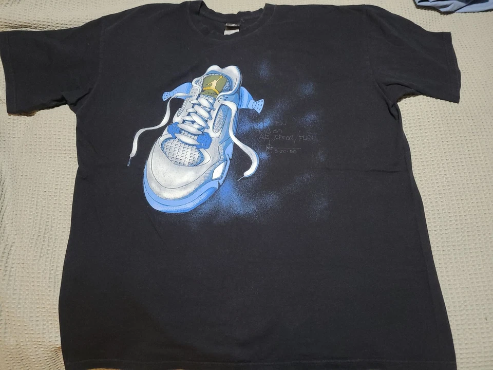 Camisa Rara Nike Air Jordan 4 Militar Azul Tinker Hatfield XL De Colección IV  Foto 2 de 4