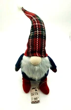 North Pole South Brand Weighted Plaid Gnome Plush Sitter Christmas 19" NWT