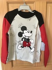 NWT Disney Store Mickey Mouse Boys Long Sleeve Shirt Top 5/6,7/8,10/12,14