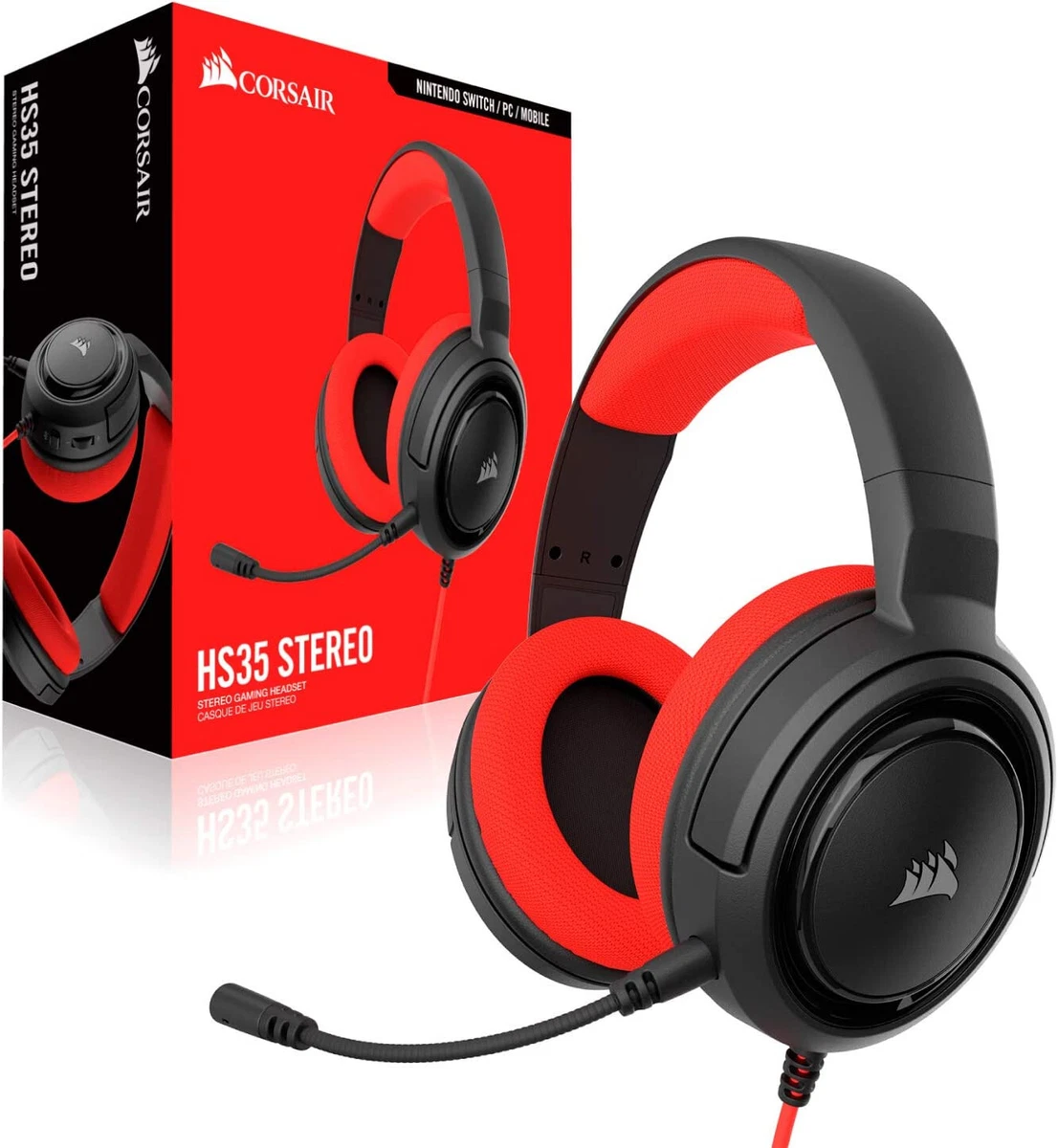 Corsair HS35 Auricular gamer estéreo 3,5mm (PS4, PS4, Xbox, Swtich, Movil,  Tablet)