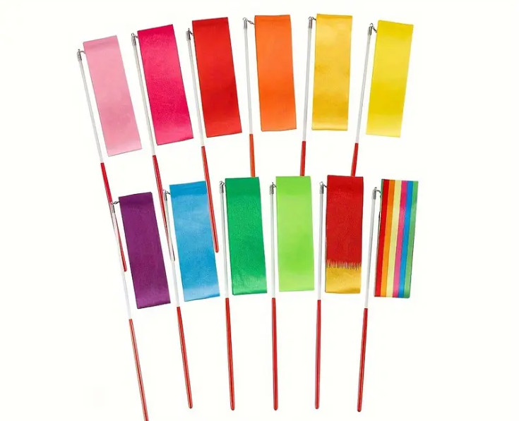 Cinta de Gimnasia Baile Rítmica Giratoria Varilla Streamer Cintas Baile 10 Colores