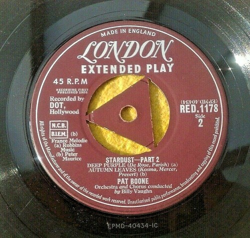 PAT BOONE " STARDUST PART 2 " RARE SUPER UK ORIGINAL TRI CENTRE EP - Picture 3 of 7