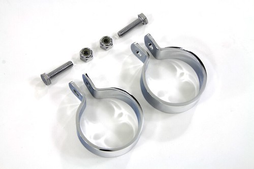 Harley Muffler End Clamp Set 2 Chrome 1-7/8" Inlet W/ Hardware V-Twin 31-2103 Q3 - Picture 6 of 7