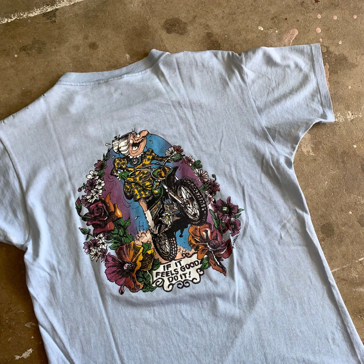 RARE 70s VINTAGE HANG TEN SURF BRAND GRANNY MX MOTOCROSS T-SHIRT