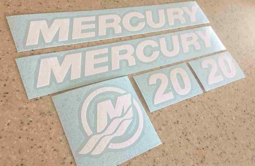 Mercury Vintage Outboard Motor 20 HP Decal Kit FREE SHIP + FREE Fish Decal!