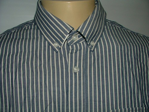 NEW WT FIVE FOUR CASUAL SHIRT SIZE XL COTTON WHITE BLUE STRIPED #140 - Picture 3 of 6
