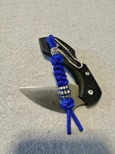 325 Paracord Knife Lanyard Shorty Electric Blue With Titanium Bead