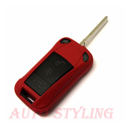 Red Key Fob Cover For Porsche Flip Remote Case Casing Hull Housing 2 3 Button 44 - Picture 1 of 7