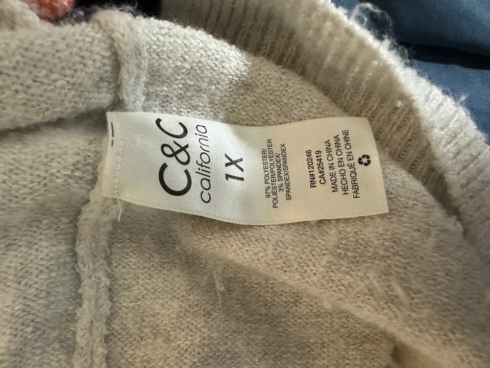 C&C California super soft fair isle hoodie sweater 1X - Image 4 of 4