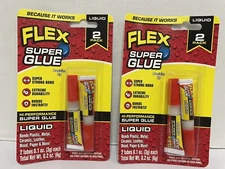 2) Flex Seal LIQUID Super Glue High Performance Wont Run Or Drip 2 pk-3g Each