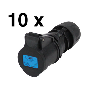 10 x 16A schwarz Steckdose Koppler IP44 16 AMP Bühne Theater Strom Schwerlast