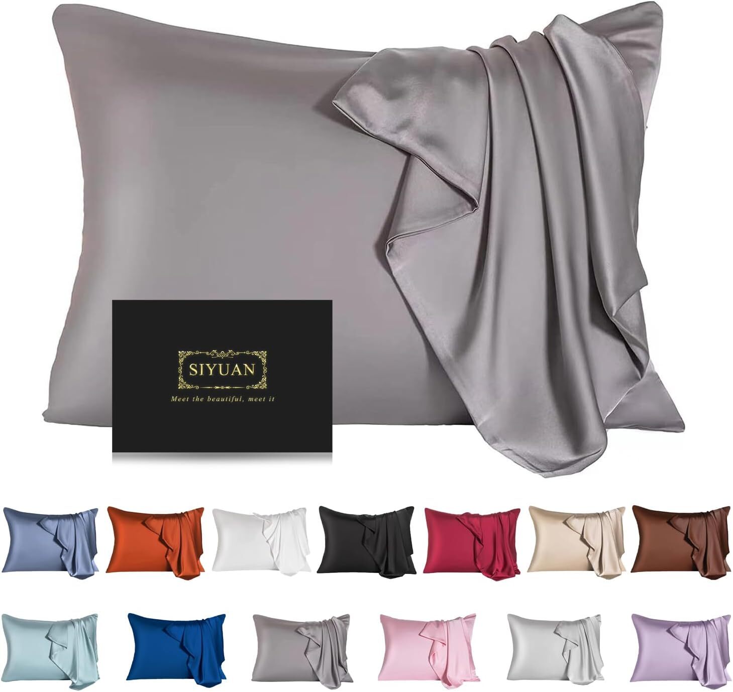 Mulberry Silk Pillowcase for Hair and Skin,Standard Size Cooling Silk Pillow-image