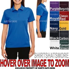 Ladies Moisture Wicking Polo Shirt 4 Button Dri Fit Womens Top XS-XL 2XL 3XL 4XL