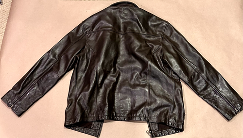 Men’s L Guess Brown Leather Jacket | Designer Moto Biker Style | Motorcycle Coat - Picture 4 of 5