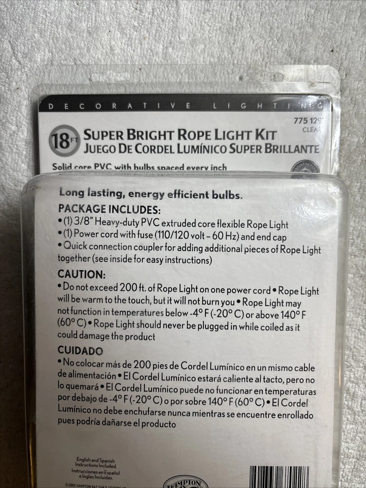 NEW #775129 3/8” PVC 18ft Super Bright Rope Light Kits Clear Flexible - Image 3 of 4