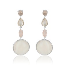 Chalcedony Mother of Pearl Gemstone Women's Fine Silver Earrings Jewelry