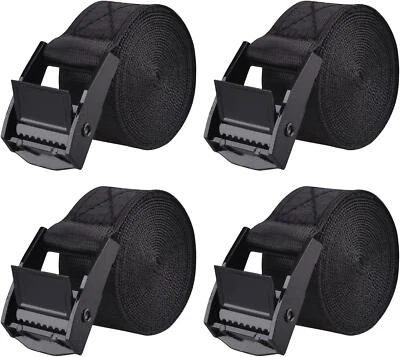 Heavy Duty Cinch Tie Down Straps With Cam Buckles - 4 Pack, 1m Black Nylon - New