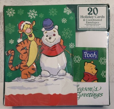 Vintage 1999 Winnie Pooh Christmas Cards w/Envelopes 20ct. Package Ripped