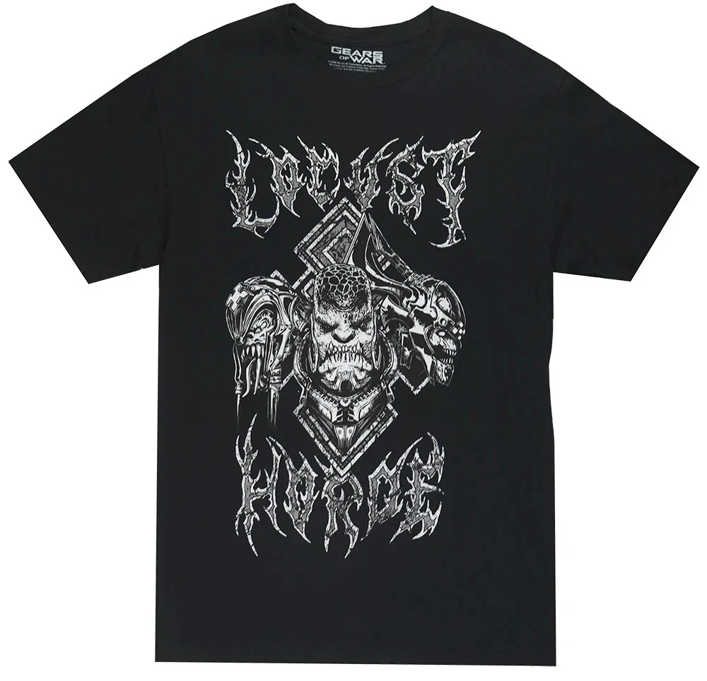 Gears of War Locust Horde White Graphic Black T-Shirt – GOW Black Gamer Tee